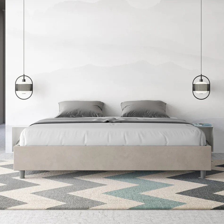 Dobbeltseng 200x200 cm betrukket med mikrofiber fremstillet i Italien - Athlete Viadurini