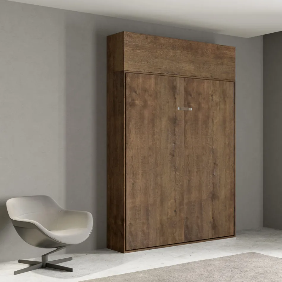 Lodret sammenklappelig dobbeltseng med overskab - Magicompare Viadurini