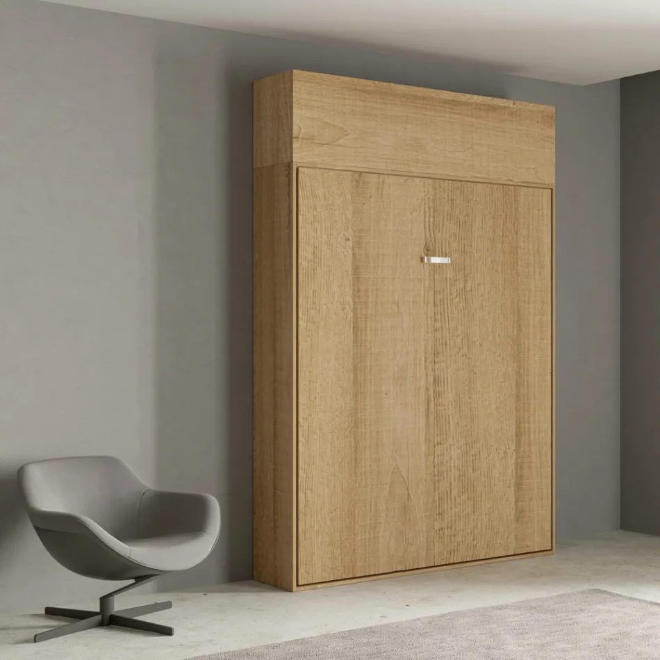 Lodret sammenklappelig dobbeltseng med overskab - Magicompare Viadurini