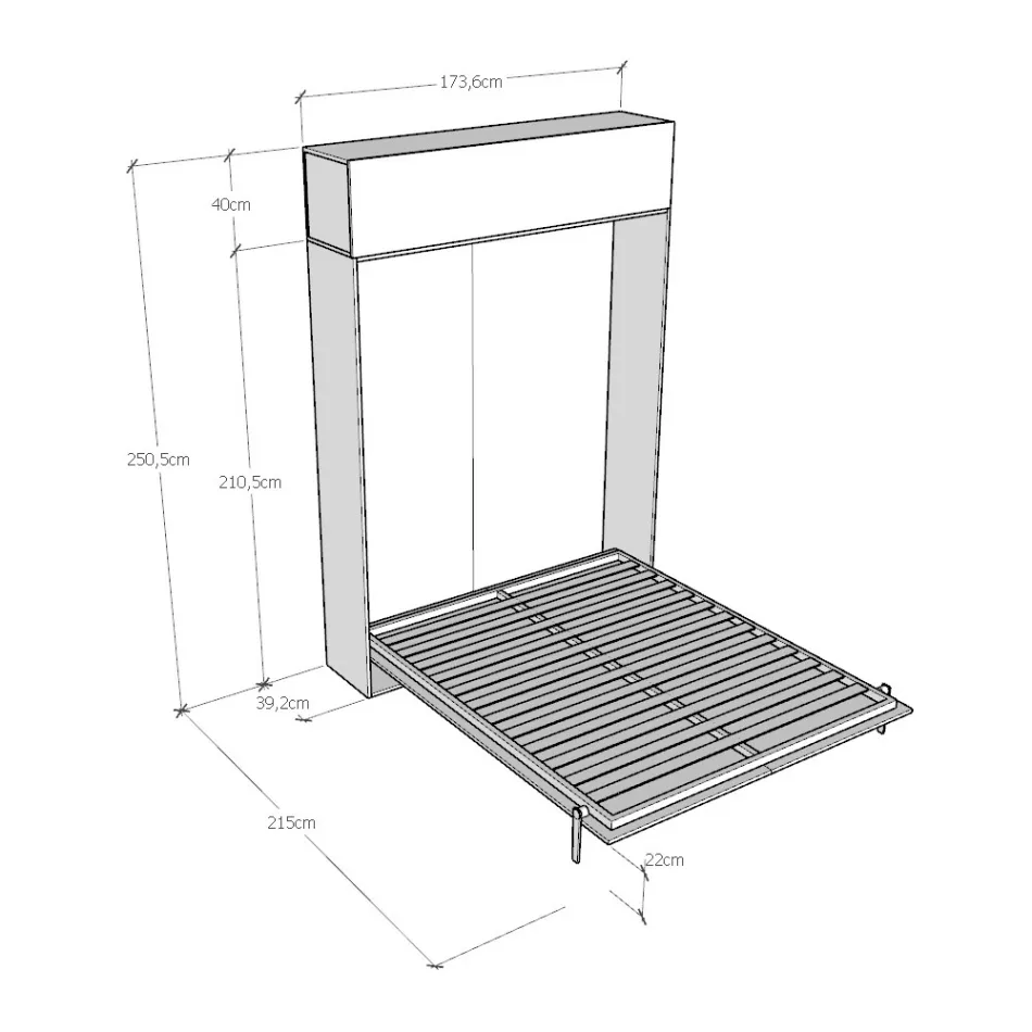 Lodret sammenklappelig dobbeltseng med overskab - Magicompare Viadurini