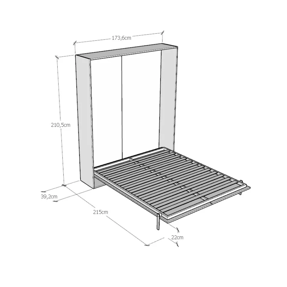Vertikal sammenklappelig dobbeltseng i forskellige finish - Magicompare Viadurini