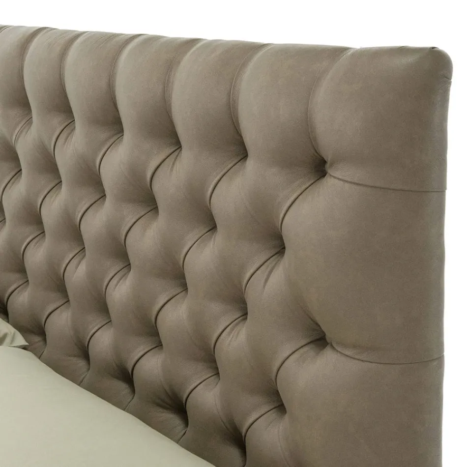 Klassisk dobbeltseng med stof eller øko-læderboks lavet i Italien – Libanon Viadurini