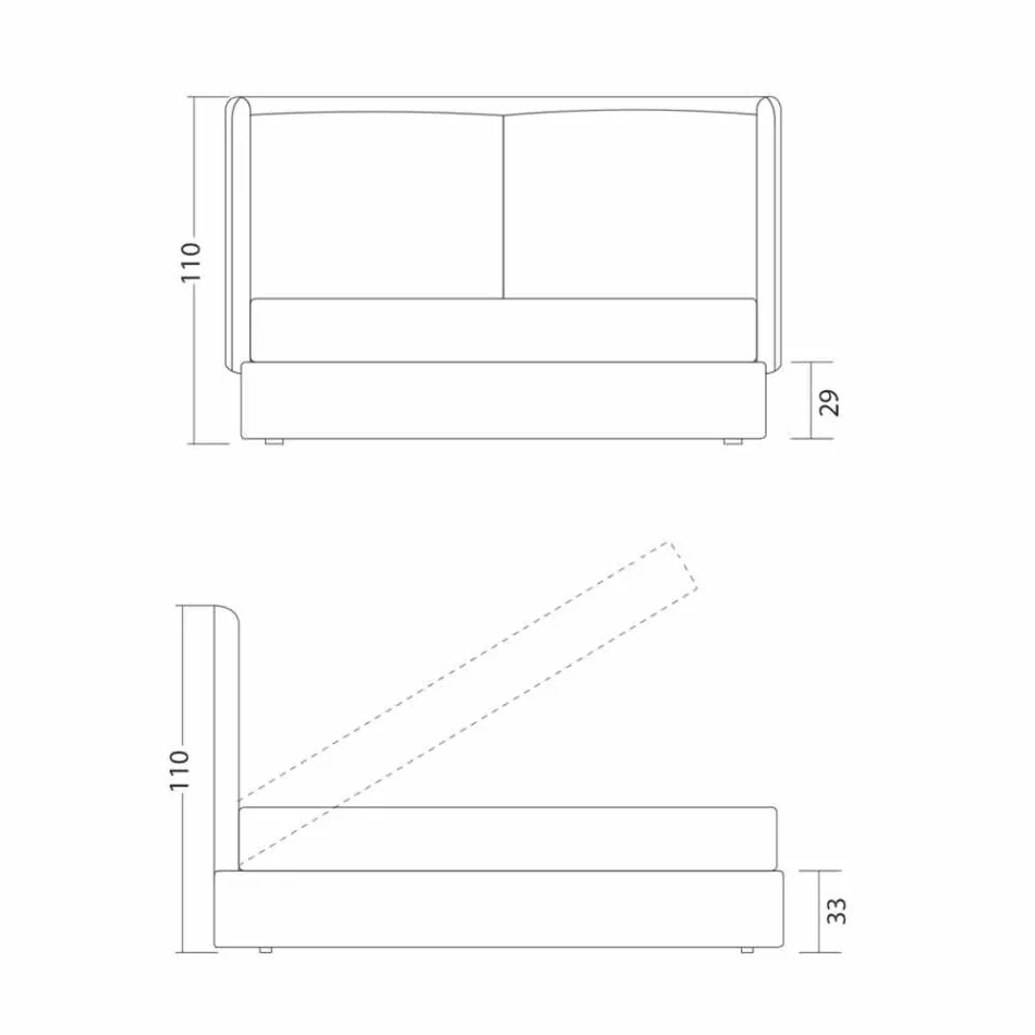 Dobbeltseng med opbevaringsenhed, moderne design, Kate by Bolzan Viadurini