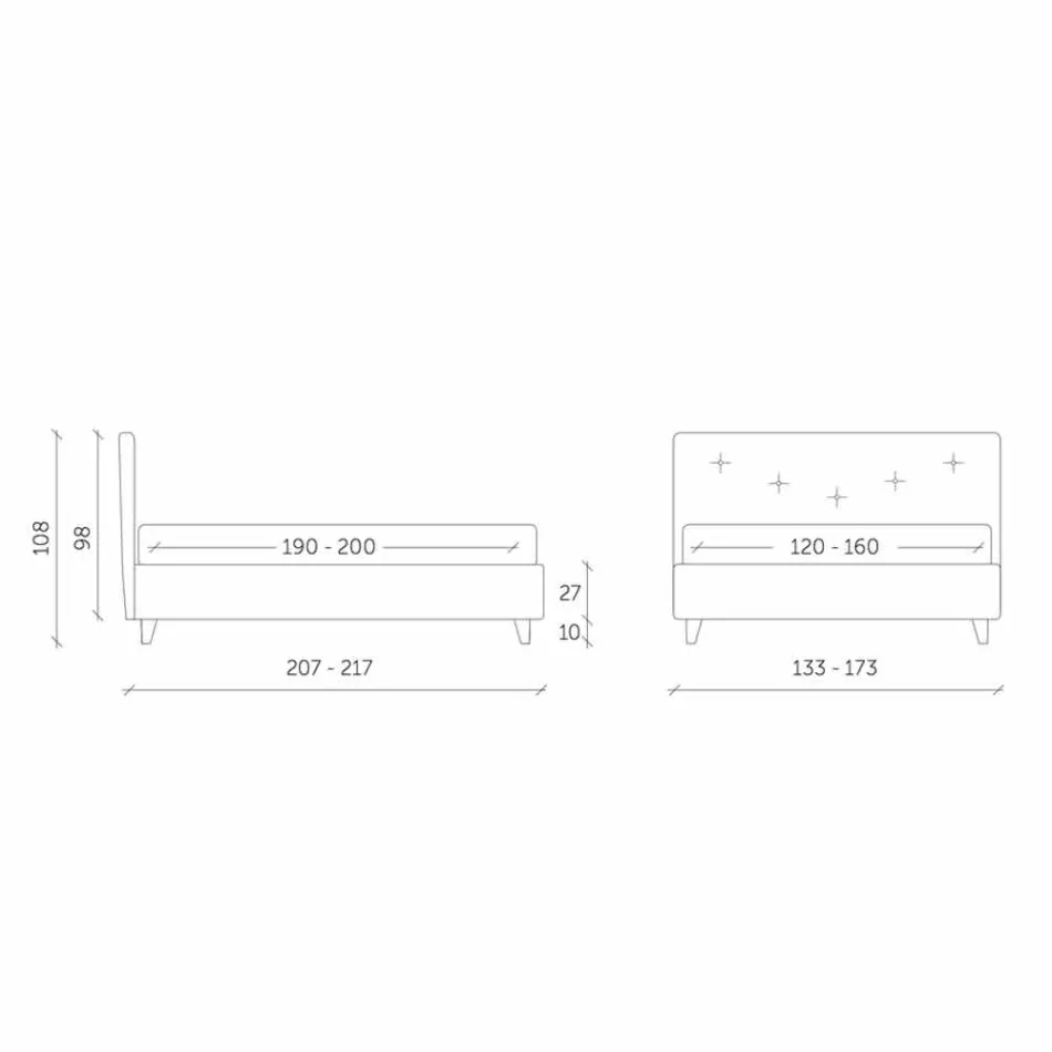 Dobbeltseng med polstret beholder i faux læder fremstillet i Italien - maske Viadurini