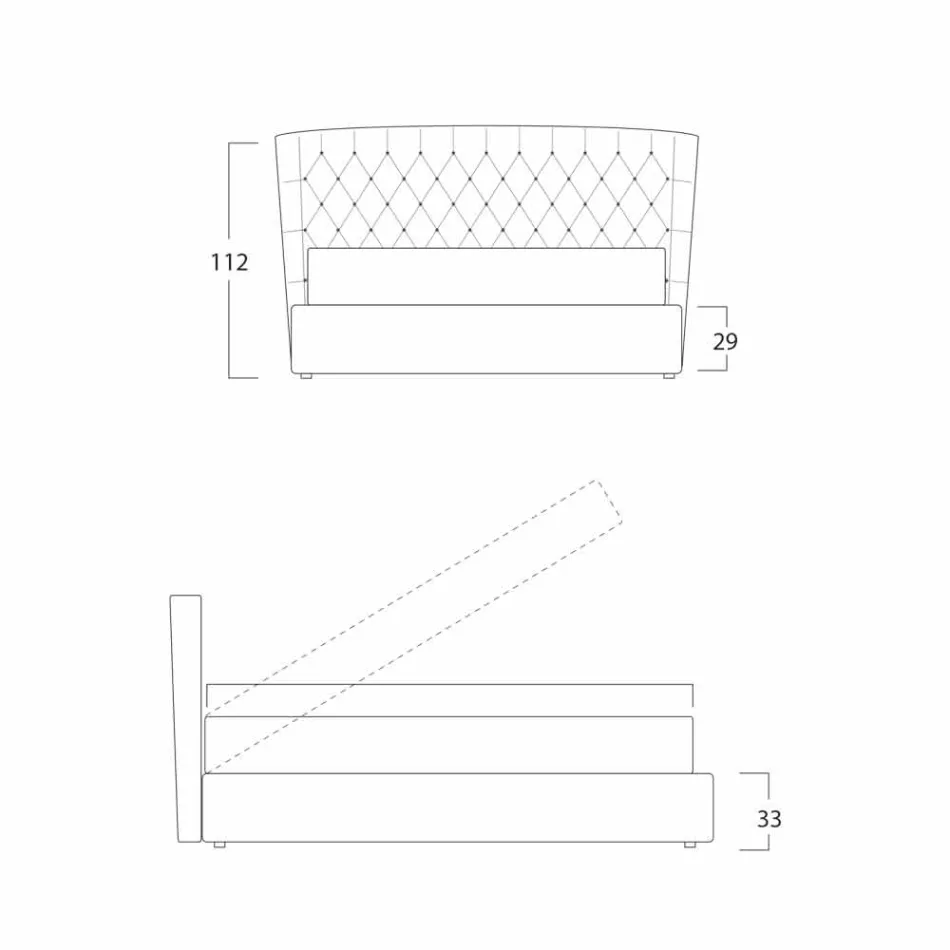 Dobbeltseng med beholder dækket af Selene Bolzan stof Viadurini