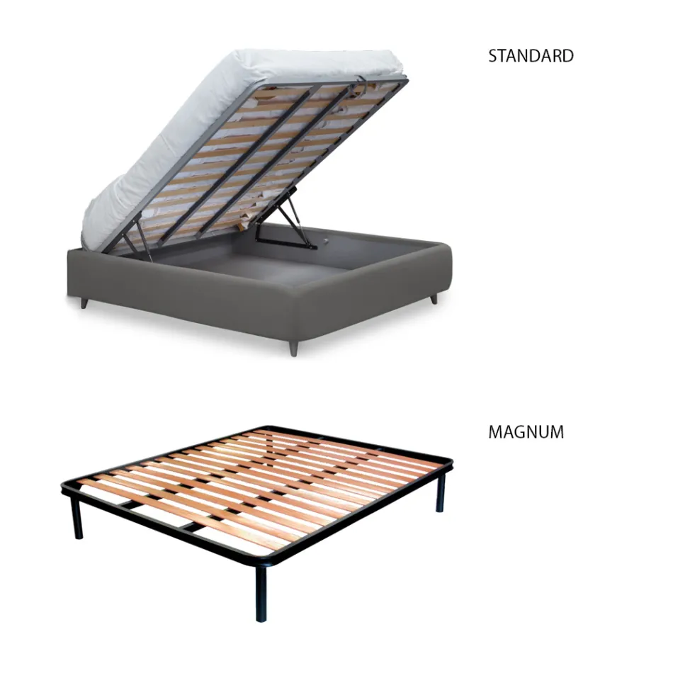 Dobbeltseng med polstret sengeramme i forskellige finish Made in Italy - Design Viadurini