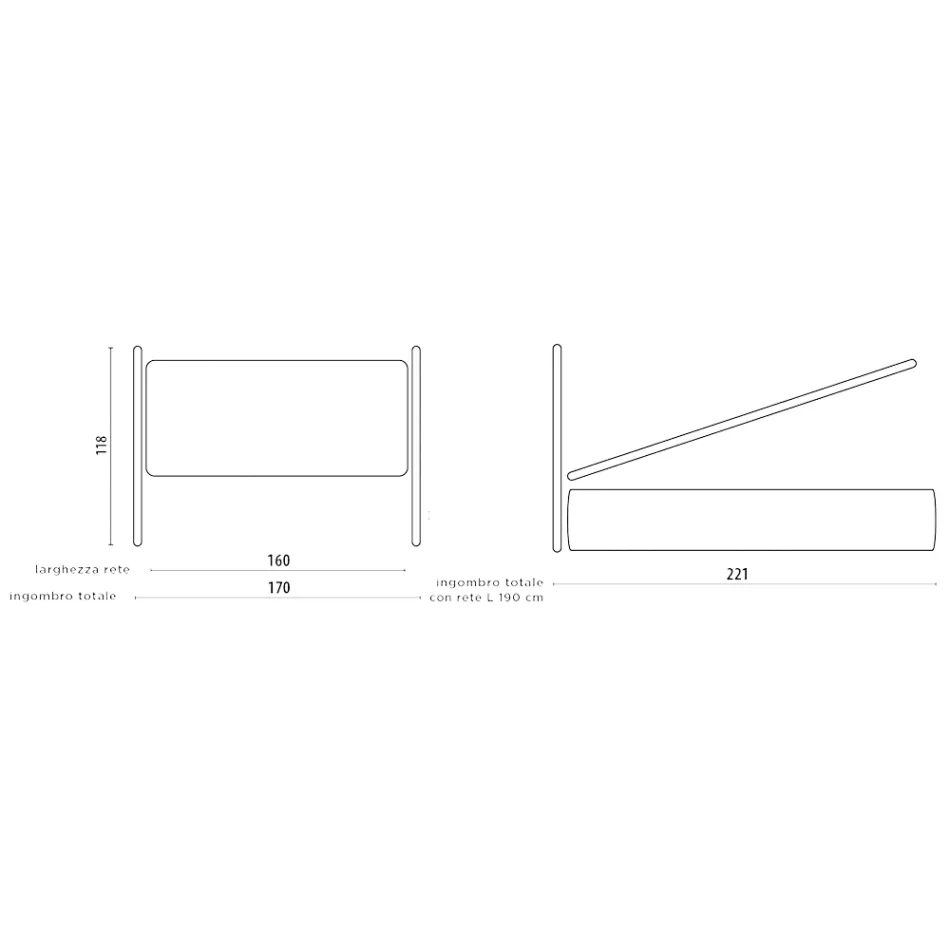 Dobbeltseng med polstret sengeramme i Made in Italy stof - Rolly Viadurini