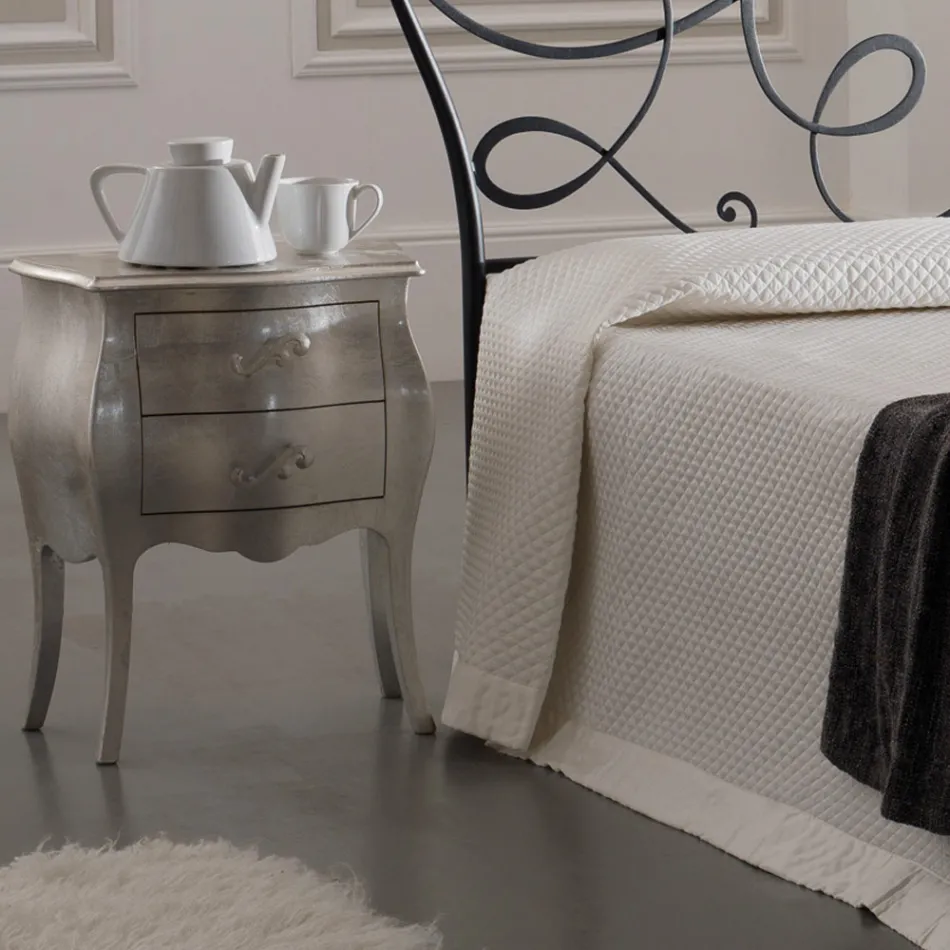 Dobbeltseng med puder, madras og 2 sengeborde Made in Italy - Natural Viadurini