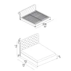 Dobbeltseng med capitonné polstring og træfødder - Briosco Viadurini