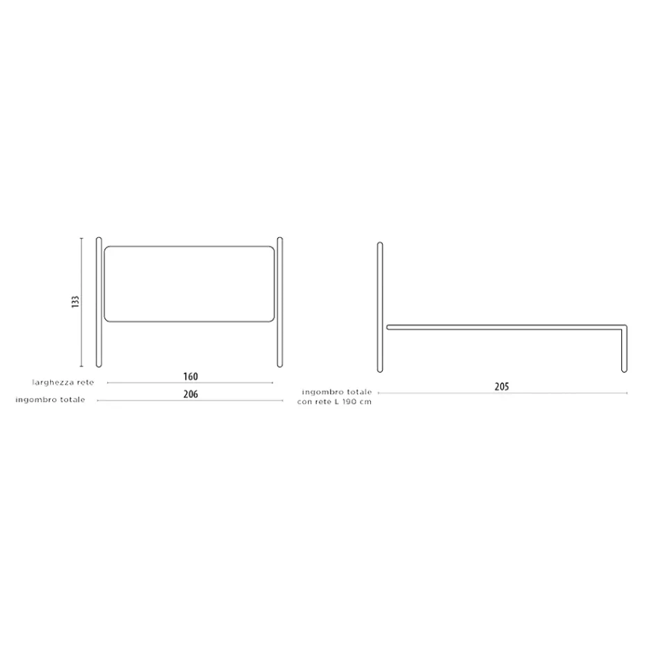 Dobbeltseng med sengegavl og sengeramme i jern Made in Italy - Finish Viadurini