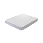 Dobbeltseng med sengegavl med 2 puder, madras og 2 sengeborde - Life Viadurini