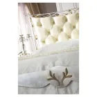 Dobbeltseng i klassisk stil i jern og læder lavet i Italien - King Viadurini