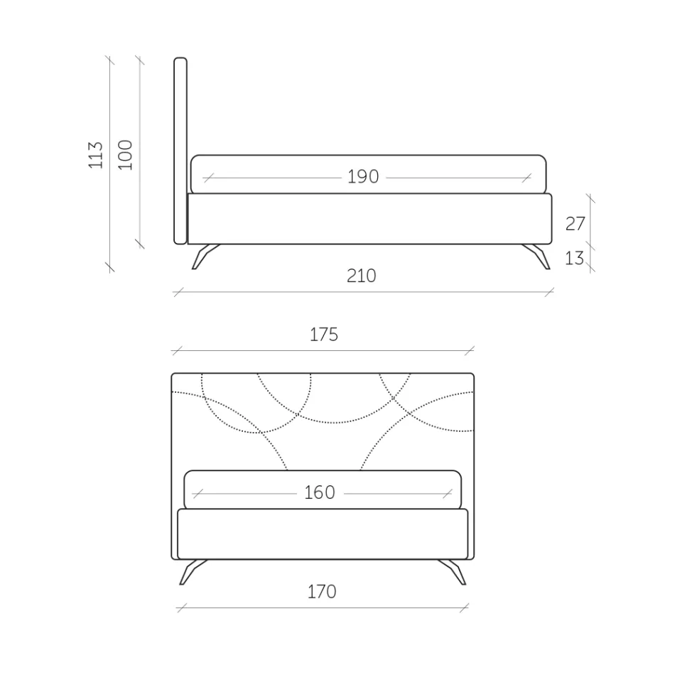 Polstret dobbeltseng med opbevaringsboks lavet i Italien - solsikke Viadurini