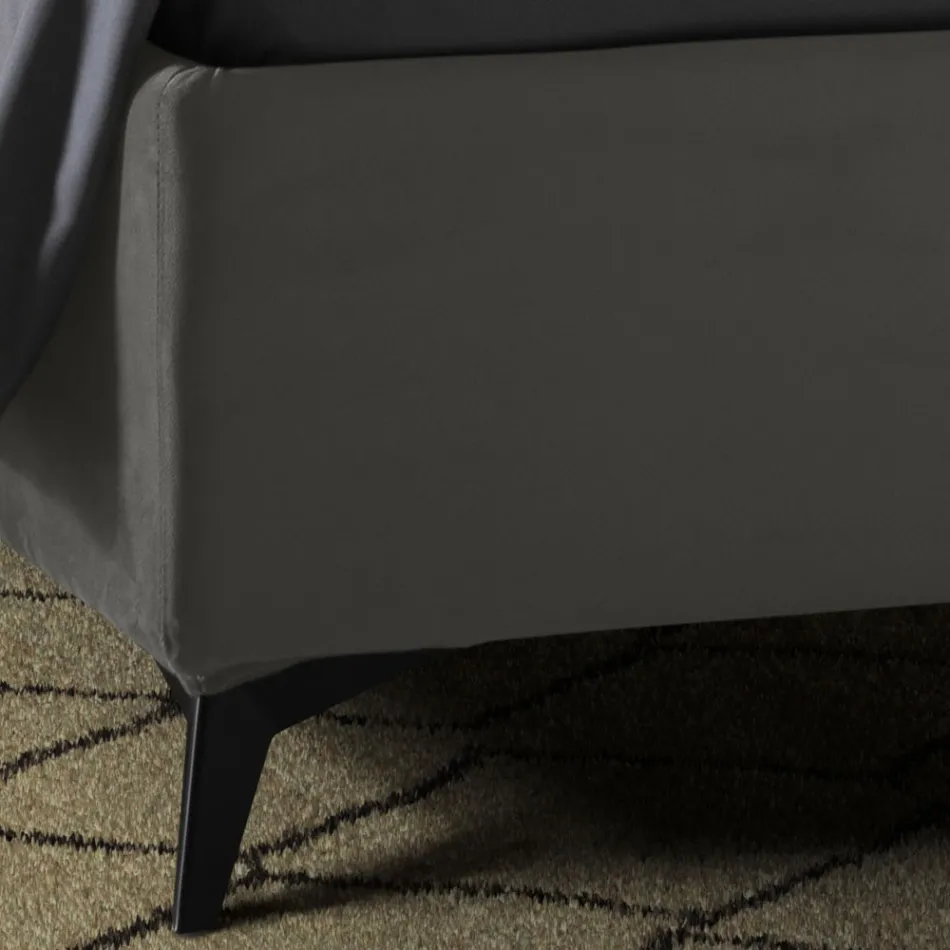 Polstret dobbeltseng med opbevaringsboks lavet i Italien - solsikke Viadurini