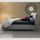 Polstret dobbeltseng med æske, stof eller øko-læder Made in Italy - Lardino Viadurini