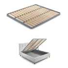 Polstret dobbeltseng med stofopbevaringsenhed - Belle Viadurini