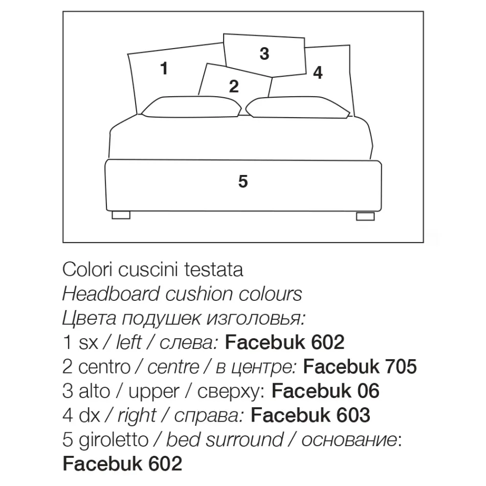 Polstret dobbeltseng med stofopbevaring - Belle Viadurini