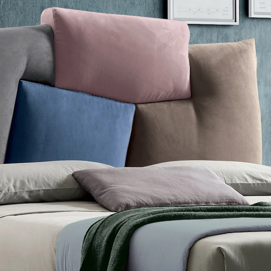 Polstret dobbeltseng med stofopbevaringsenhed - Belle Viadurini