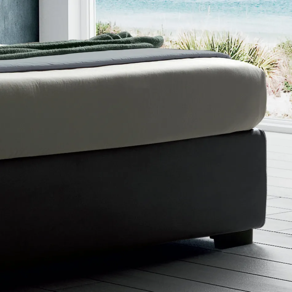 Polstret dobbeltseng med stofopbevaringsenhed - Belle Viadurini