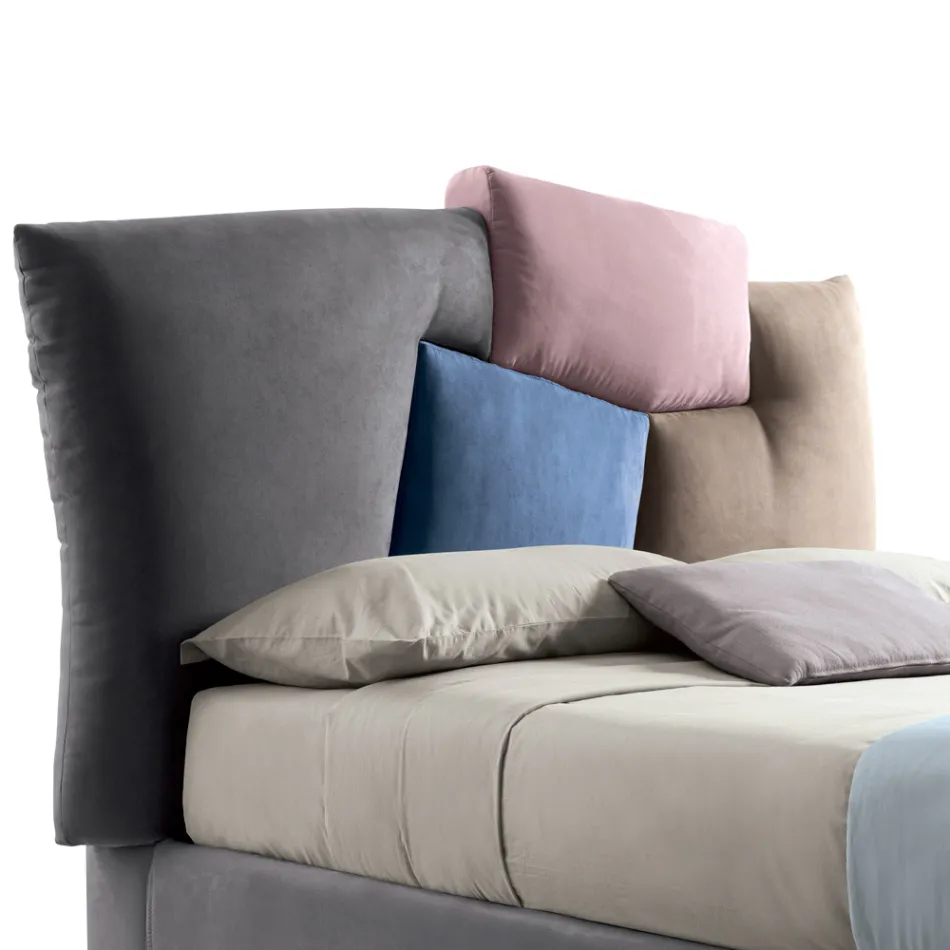 Polstret dobbeltseng med stofopbevaringsenhed - Belle Viadurini