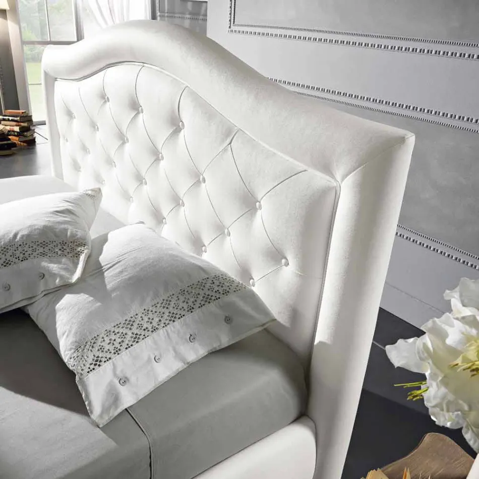 Dobbeltseng betrukket med imiteret læder med box 160x190 / 200 cm Agly Viadurini