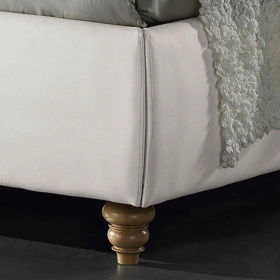 Dobbeltseng betrukket med imiteret læder med box 160x190 / 200 cm Agly Viadurini