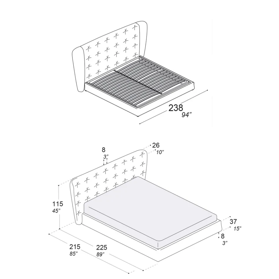 Dobbeltseng betrukket med polyurethanskum Made in Italy - Capriccio Viadurini