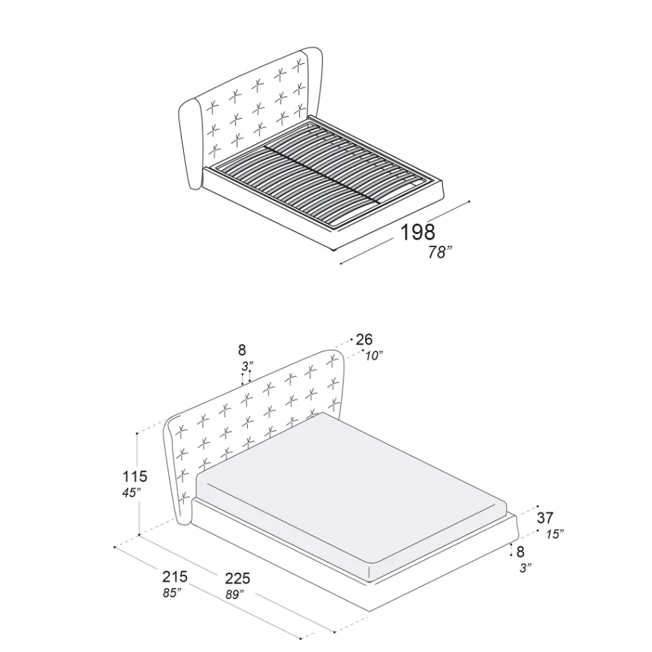 Dobbeltseng betrukket med polyurethanskum Made in Italy - Capriccio Viadurini