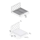 Polstret dobbeltseng beklædt med stof eller læder - Celebre Viadurini