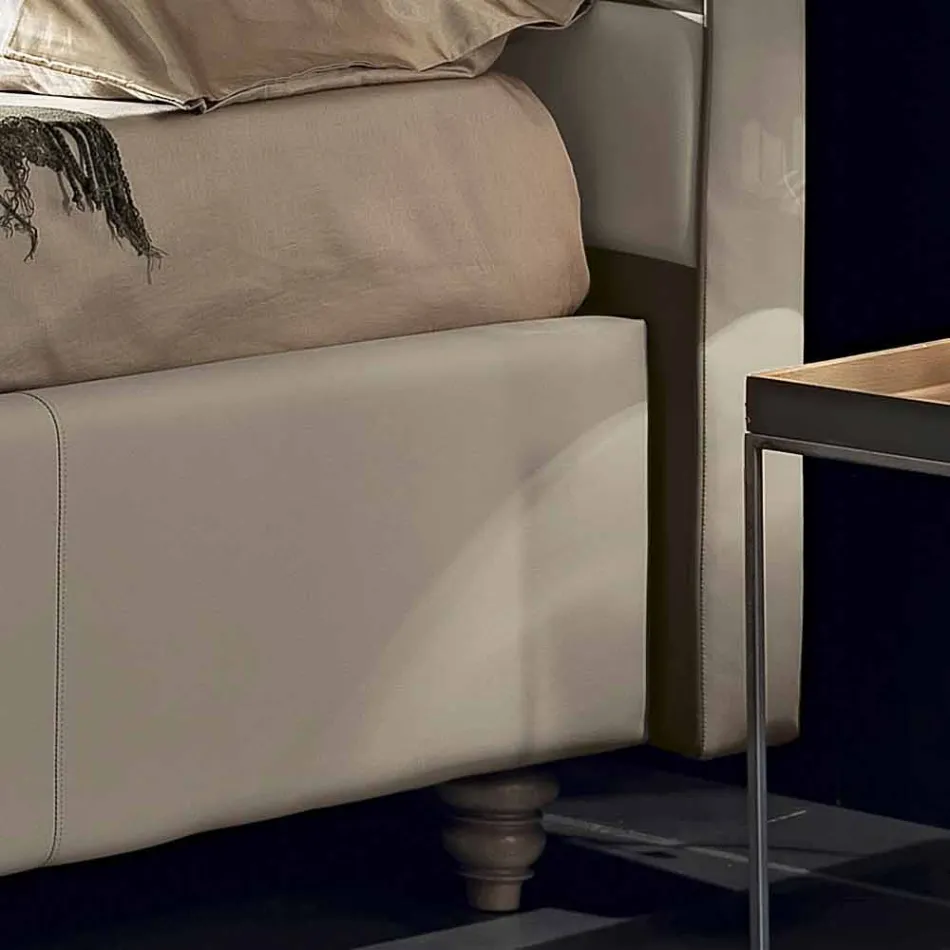 Dobbeltseng i imiteret læder med opbevaringsboks 160x190 / 200 cm Gin Viadurini