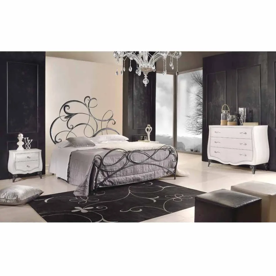 jern dobbeltseng med hovedgærde i Allison smedet klinge Viadurini