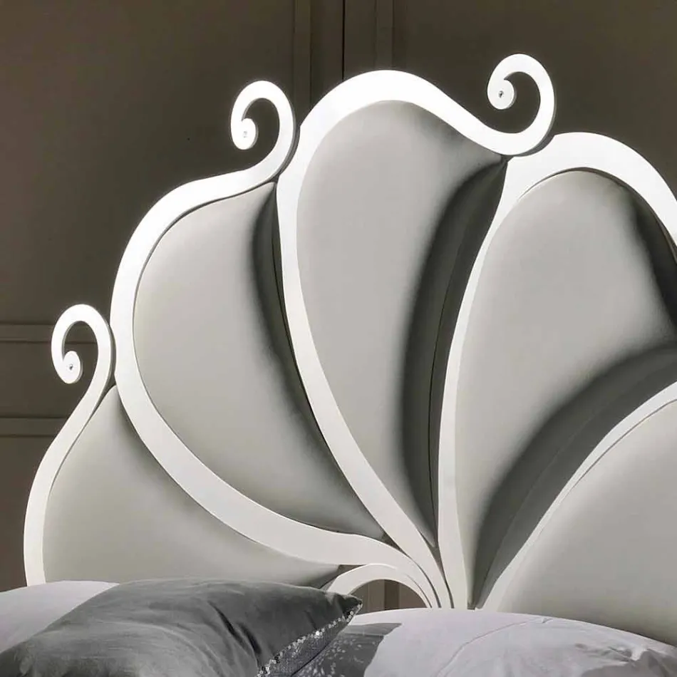 Dobbeltseng polstret med jern krystaller Kimberly Viadurini