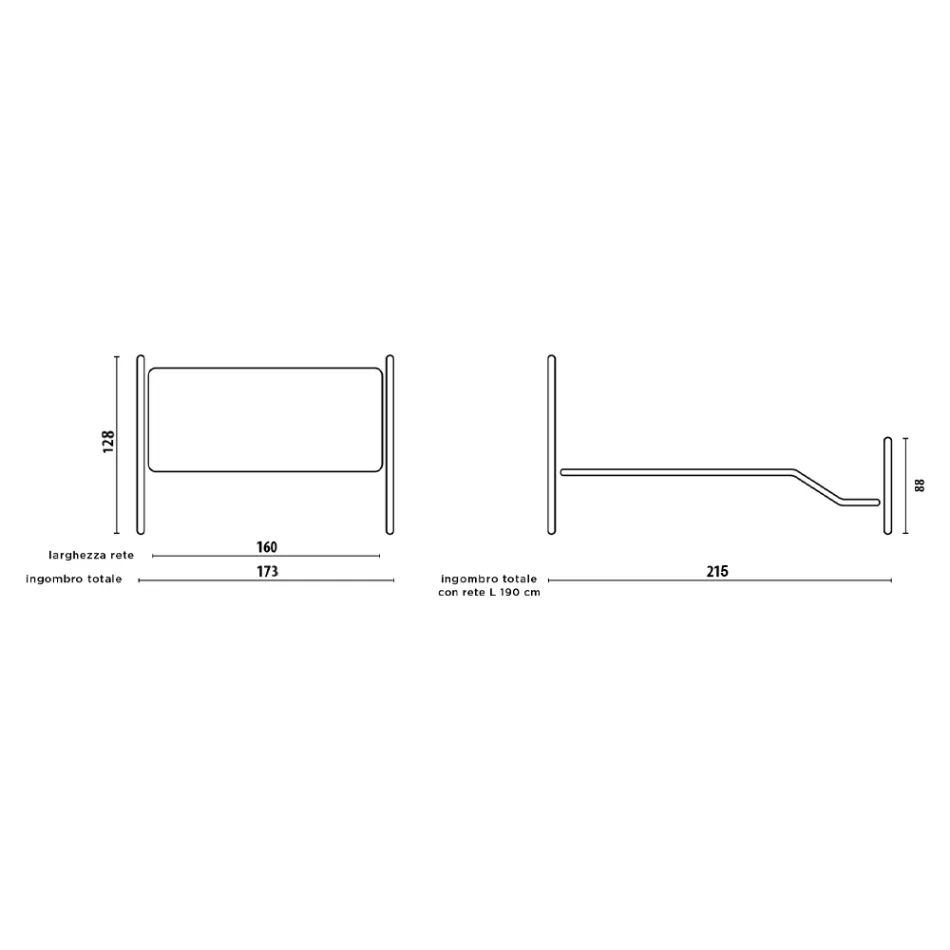 Dobbeltseng i sort sølv rørformet jern lavet i Italien - geometri Viadurini