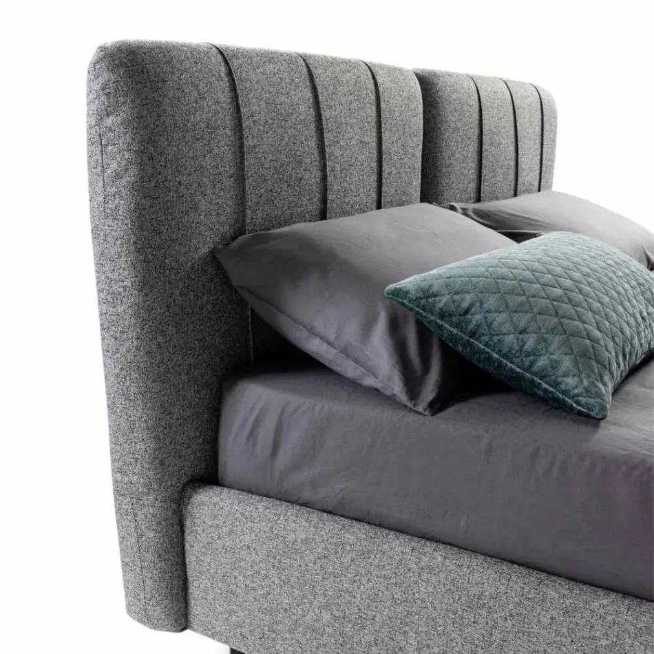 Stof dobbeltseng med kasse og stribet hovedgærde fremstillet i Italien - indfødte Viadurini