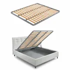 Stof dobbeltseng med kasse og stribet hovedgærde fremstillet i Italien - indfødte Viadurini