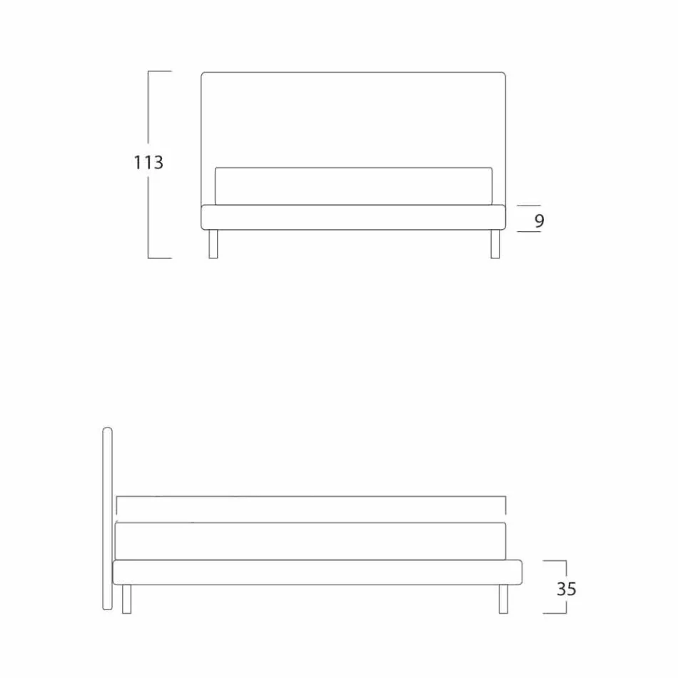 Moderne dobbeltseng med tynd base Gaya Ny af Bolzan Viadurini