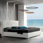 Moderne dobbeltseng med boks og quiltet sengegavl - London Viadurini