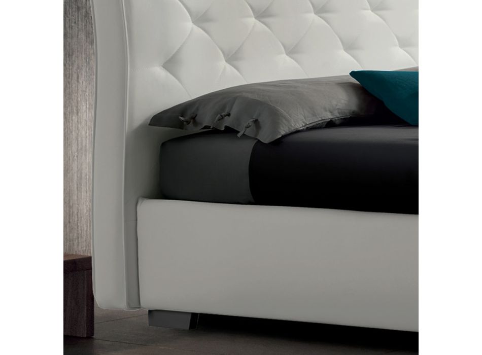 Moderne dobbeltseng med boks og quiltet sengegavl - London Viadurini
