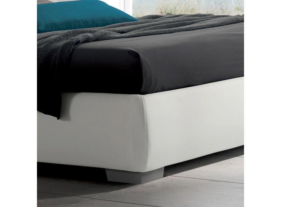 Moderne dobbeltseng med boks og quiltet sengegavl - London Viadurini