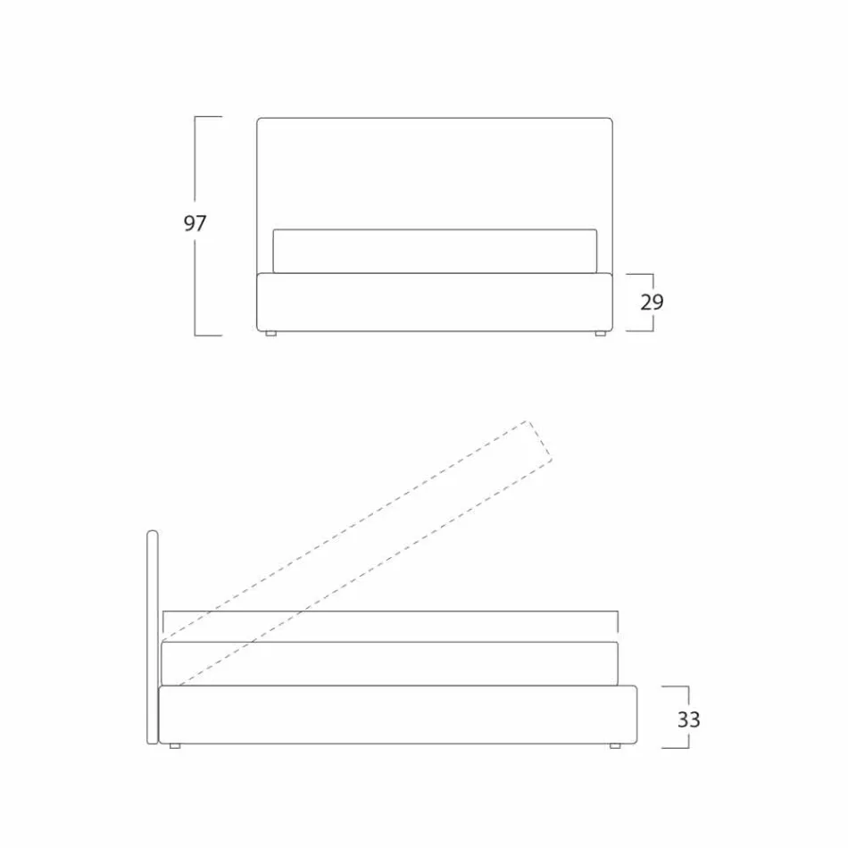 Moderne dobbeltseng, med opbevaringsenhed, Gaya New by Bolzan Viadurini
