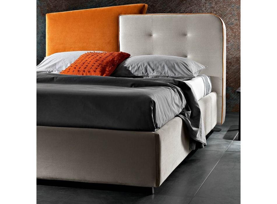 Moderne design dobbeltseng i grå og orange fløjl - Plorifon Viadurini