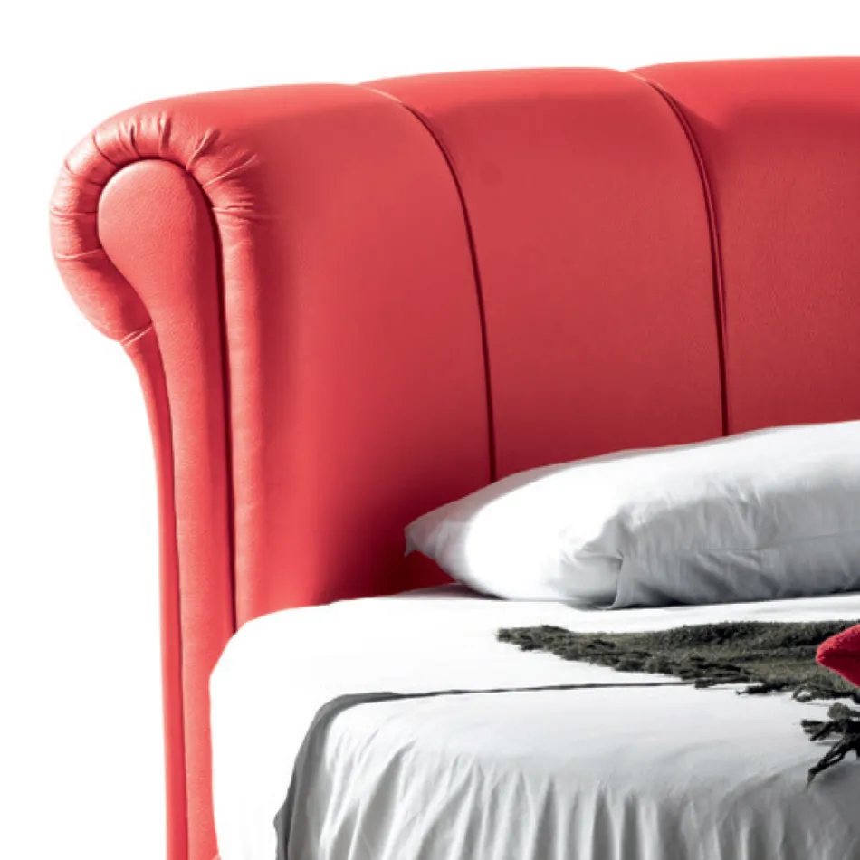 Luksusrund moderne dobbeltseng i kunstlæder fremstillet i Italien - drøm Viadurini