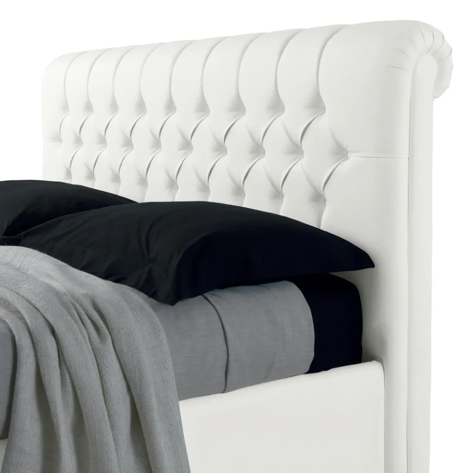 Moderne dobbeltseng i kunstlæder med opbevaring - Ozzano Viadurini