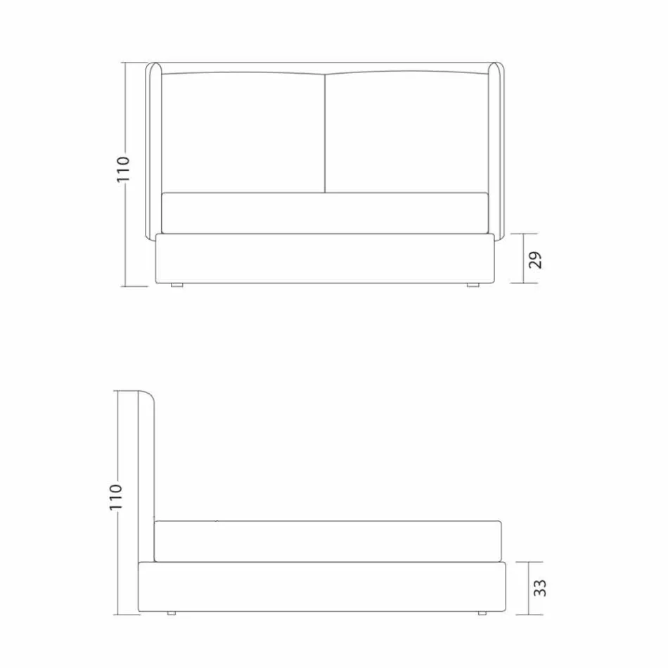 Moderne dobbeltseng, uden opbevaring, Kate by Bolzan Viadurini