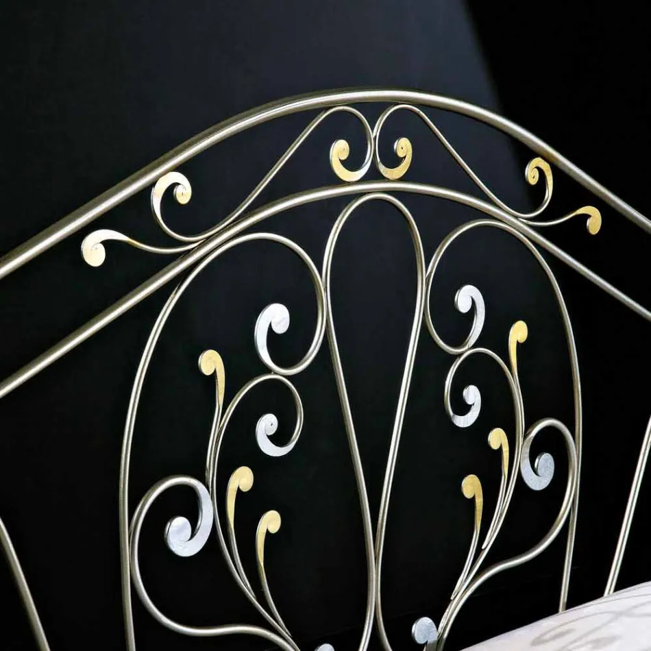 neoklassisk dobbeltseng i fuld hånd-smedet jern Jessica Viadurini