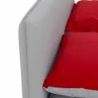 Dobbeltseng dækket af imiteret læder med fødder fremstillet i Italien - Nurzio Viadurini