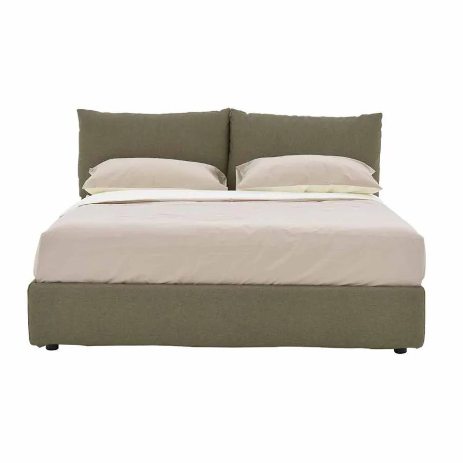 Dobbeltseng betrukket med stof med sorte fødder lavet i Italien - Bandola Viadurini