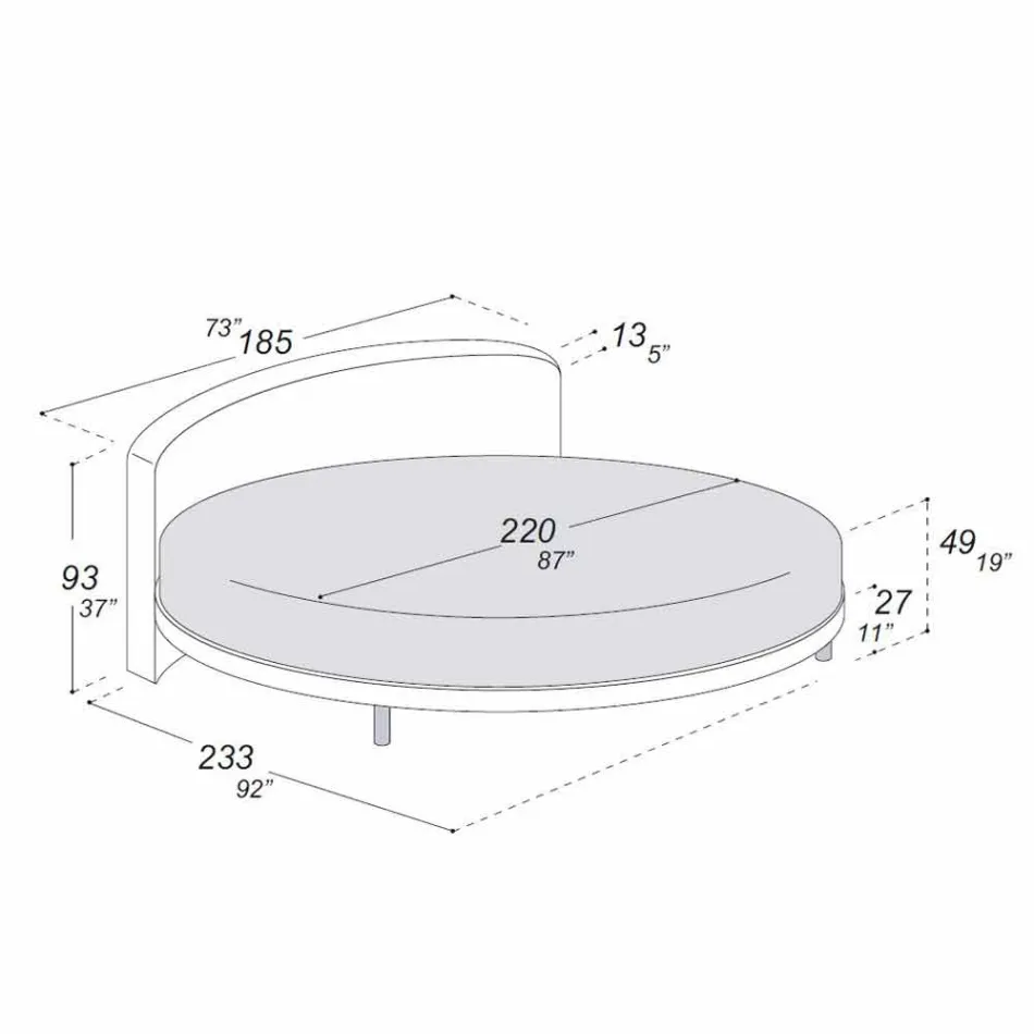 Rundt design dobbeltseng dækket i Made in Italy stof - Rello Viadurini