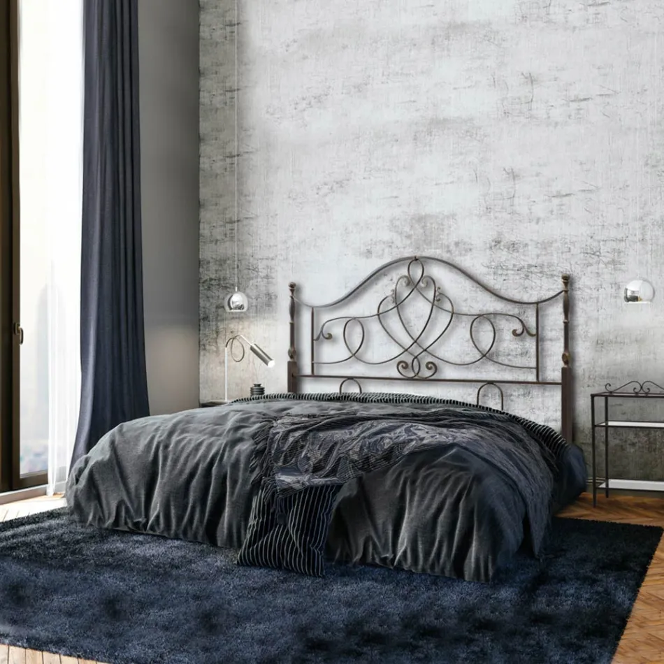 Dobbeltseng Rørformet hovedgærde Antik Brunguld - Str Viadurini