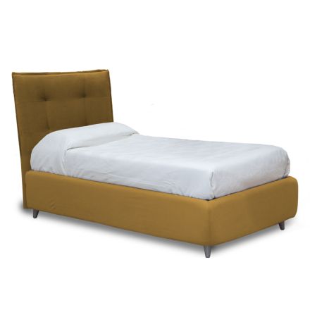 Enkelt polstret seng med valgfri opbevaring lavet i Italien - Akira Viadurini